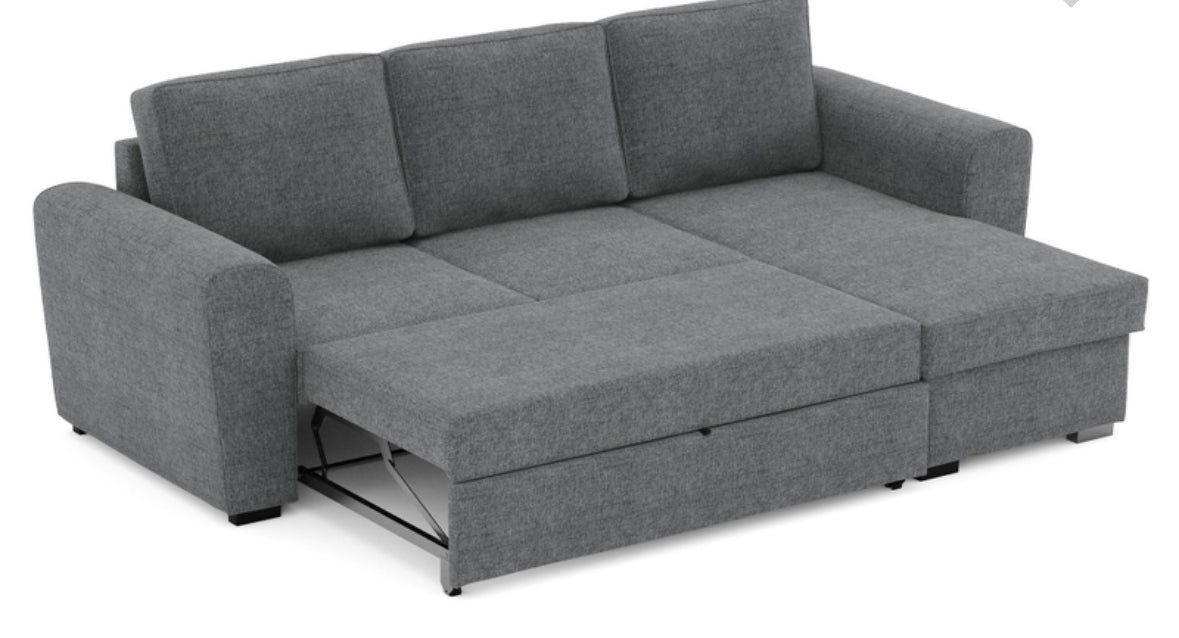 Canapé d'angle réversible convertible FARO 4 pl Tissu Gris Coffre de rangement