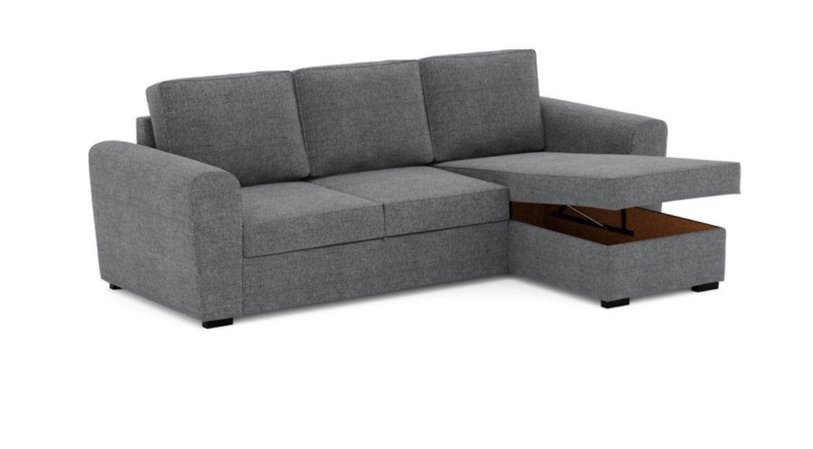Canapé d'angle réversible convertible FARO 4 pl Tissu Gris Coffre de rangement