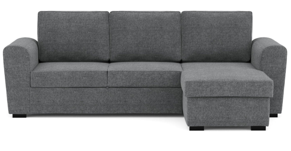 Canapé d'angle réversible convertible FARO 4 pl Tissu Gris Coffre de rangement