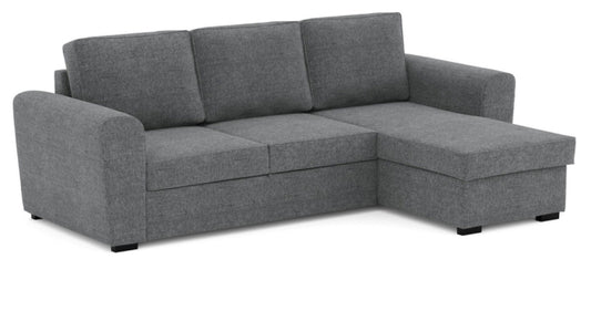 Canapé d'angle réversible convertible FARO 4 pl Tissu Gris Coffre de rangement