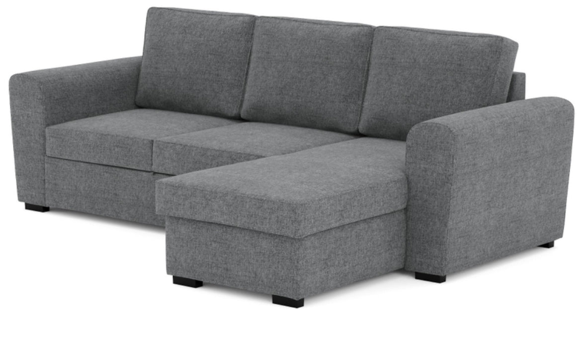 Canapé d'angle réversible convertible FARO 4 pl Tissu Gris Coffre de rangement