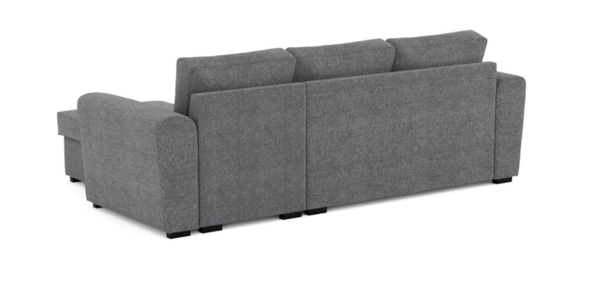 Canapé d'angle réversible convertible FARO 4 pl Tissu Gris Coffre de rangement