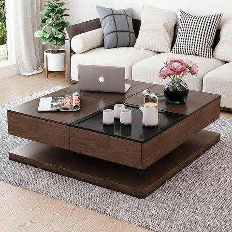 Table Basse Design : Bois Massif et Plateau Vitré pour un Style Contemporain